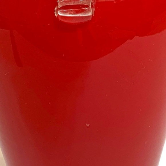 Dalian Snowflake Company Art Glass Blown Red & White 8" Vase - Picture 8 of 8